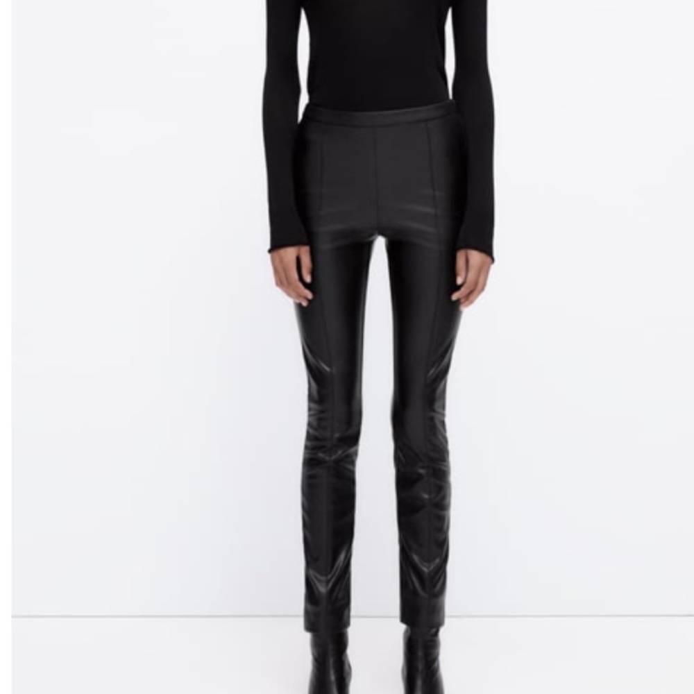 WORN ONCE ZARA FAUX LEATHER LEGGINGS XS